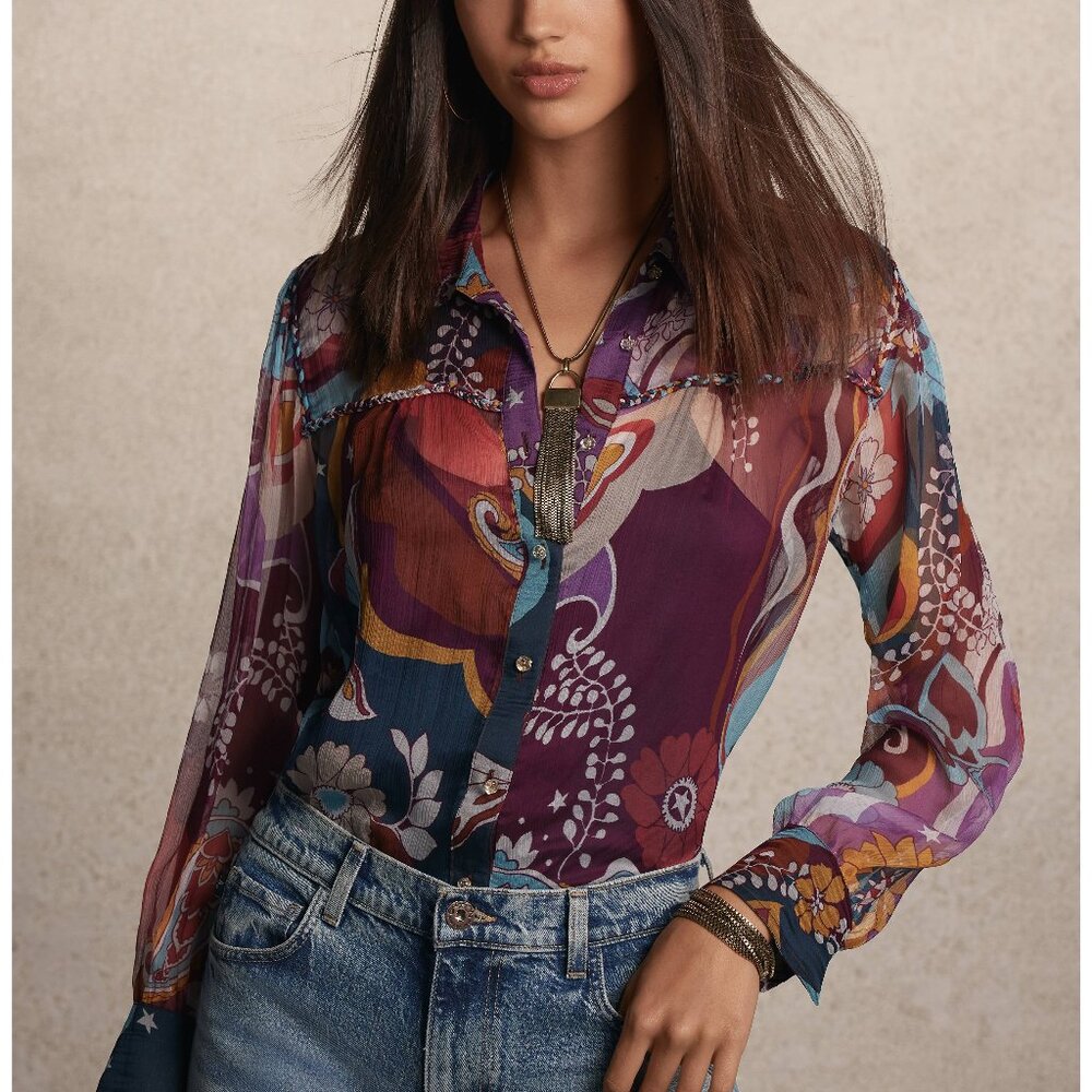 NWT Johnny Was 100% silk blouse size M